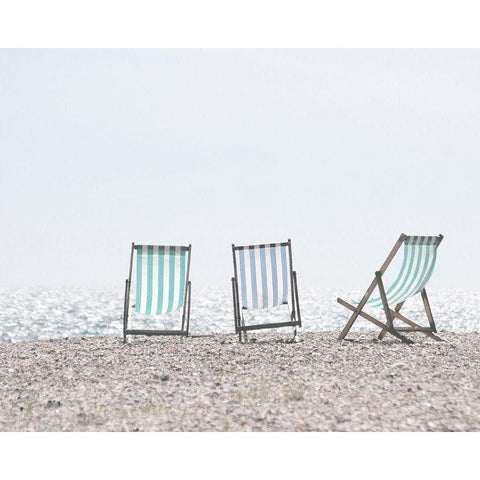 Beach Chairs Black Modern Wood Framed Art Print with Double Matting by Straatsma, Leah