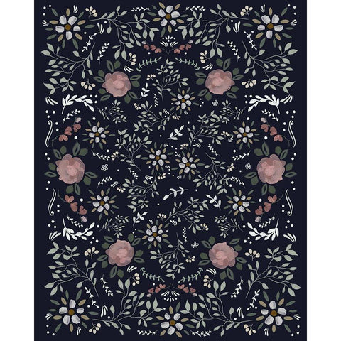 Scandi Wildflowers Black Modern Wood Framed Art Print with Double Matting by Straatsma, Leah