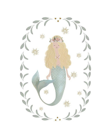 Mermaid Garland White Modern Wood Framed Art Print with Double Matting by Straatsma, Leah