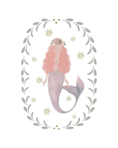 Pink Mermaid Black Ornate Wood Framed Art Print with Double Matting by Straatsma, Leah