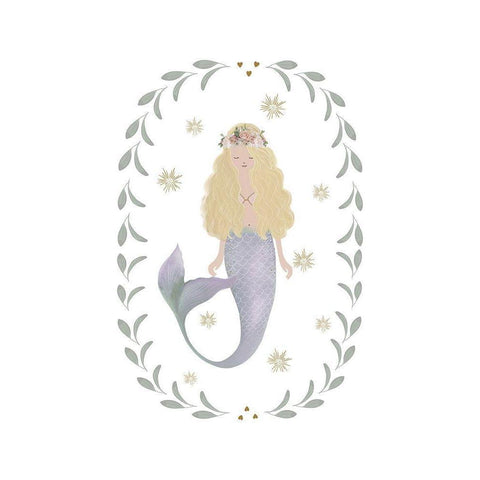 Mermaid Garland Purple Tail Gold Ornate Wood Framed Art Print with Double Matting by Straatsma, Leah