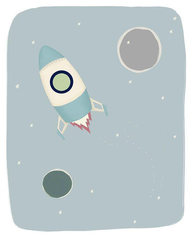 Rocket Ship White Modern Wood Framed Art Print with Double Matting by Straatsma, Leah