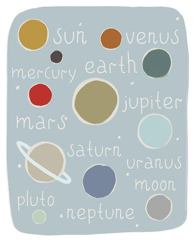 Planets Circles and Stars White Modern Wood Framed Art Print with Double Matting by Straatsma, Leah