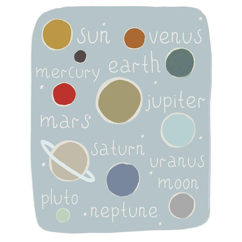 Planets Circles and Stars White Modern Wood Framed Art Print by Straatsma, Leah