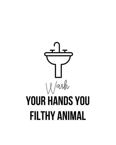 Wash Hands Animal Black Ornate Wood Framed Art Print with Double Matting by Straatsma, Leah