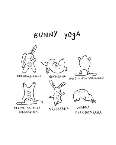 Bunny Yoga Black Ornate Wood Framed Art Print with Double Matting by Straatsma, Leah