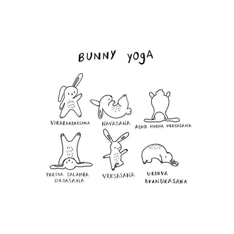 Bunny Yoga Black Modern Wood Framed Art Print with Double Matting by Straatsma, Leah