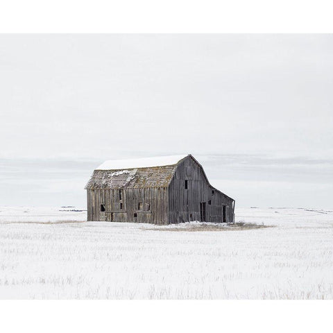 Barn in Winter Black Modern Wood Framed Art Print with Double Matting by Straatsma, Leah