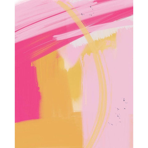 Pink and Yellow Abstract Black Modern Wood Framed Art Print with Double Matting by Straatsma, Leah