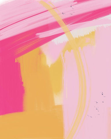 Pink and Yellow Abstract White Modern Wood Framed Art Print with Double Matting by Straatsma, Leah