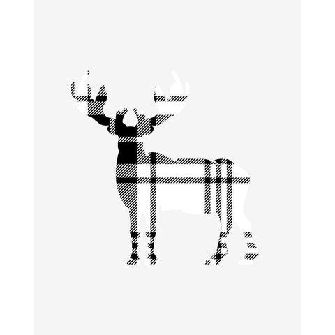 Tartan Deer Black Modern Wood Framed Art Print with Double Matting by Straatsma, Leah