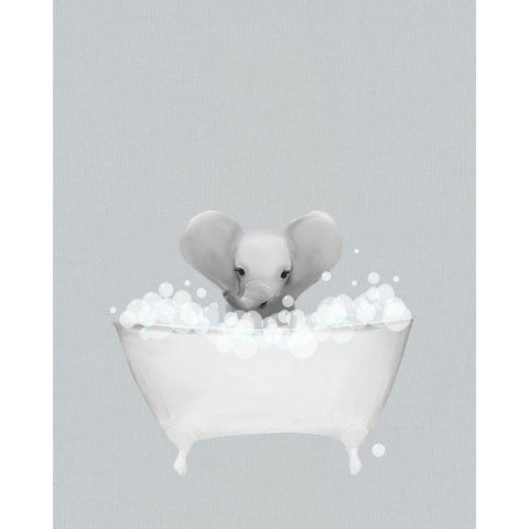 Elephant Blue Bath Gold Ornate Wood Framed Art Print with Double Matting by Straatsma, Leah