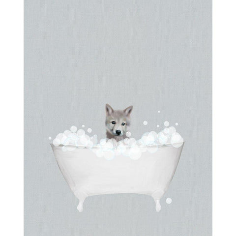 Wolf Blue Bath Black Modern Wood Framed Art Print with Double Matting by Straatsma, Leah