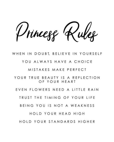 Princess Rules Black White Black Ornate Wood Framed Art Print with Double Matting by Straatsma, Leah