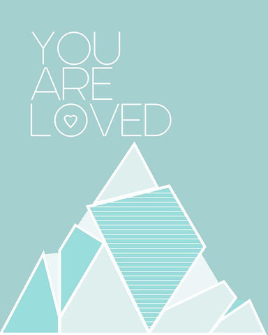 You Are Loved Teal Black Ornate Wood Framed Art Print with Double Matting by Straatsma, Leah