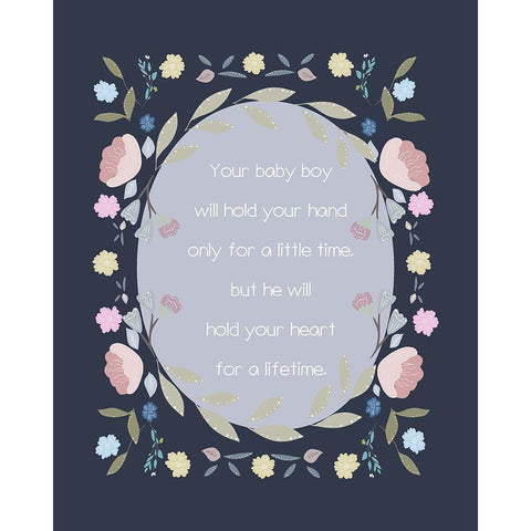 Baby Boy Hand Quote Black Modern Wood Framed Art Print with Double Matting by Straatsma, Leah