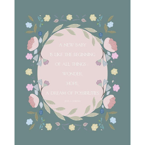 New Baby Quote Gold Ornate Wood Framed Art Print with Double Matting by Straatsma, Leah