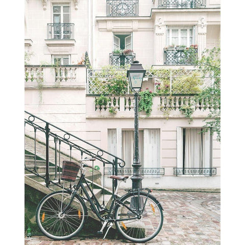 Bicylce in Paris White Modern Wood Framed Art Print by Straatsma, Leah