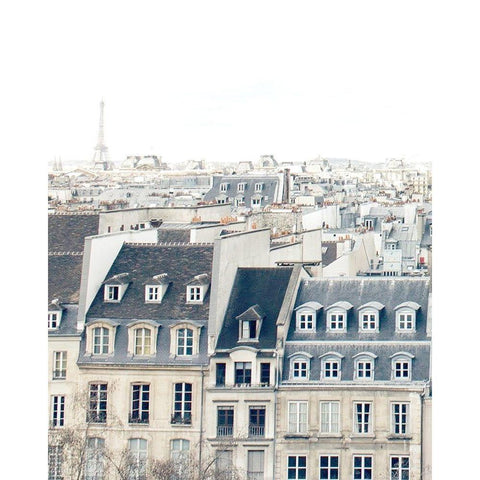 Eiffel Tower and Buildings White Modern Wood Framed Art Print by Straatsma, Leah