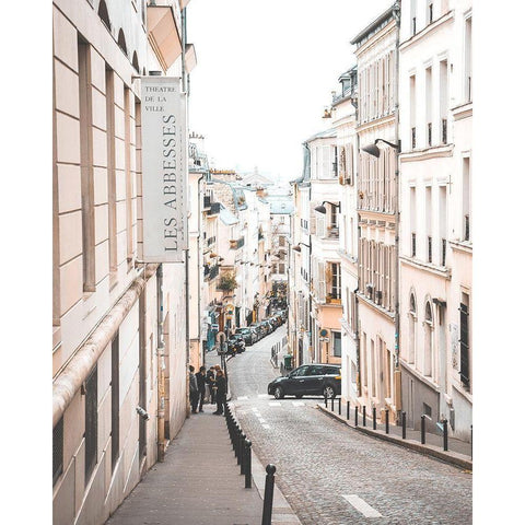 Pretty Street in Paris White Modern Wood Framed Art Print by Straatsma, Leah