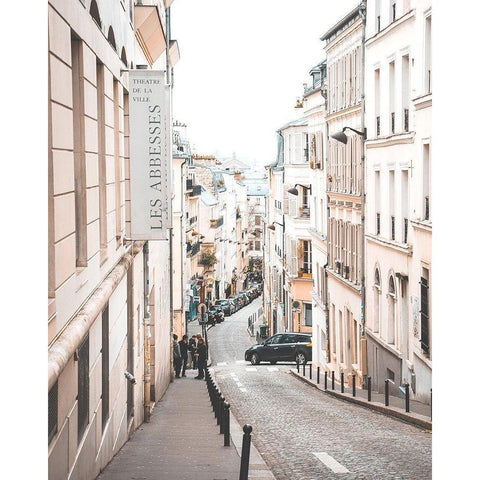Pretty Street in Paris Black Modern Wood Framed Art Print with Double Matting by Straatsma, Leah