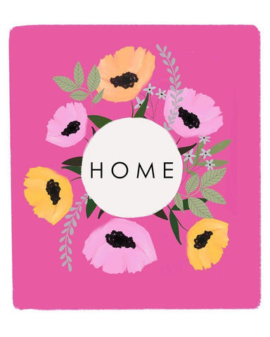 HOME Florals Hot Pink White Modern Wood Framed Art Print with Double Matting by Straatsma, Leah