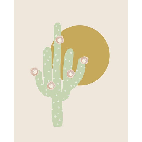 Cactus and Sun White Modern Wood Framed Art Print by Straatsma, Leah