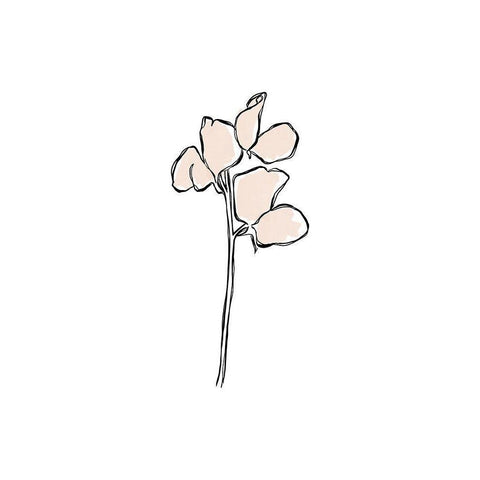 Line Drawing Leaves Blush Black Modern Wood Framed Art Print with Double Matting by Straatsma, Leah