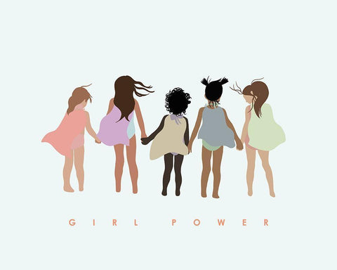 Bold Girl Power with Capes White Modern Wood Framed Art Print with Double Matting by Straatsma, Leah