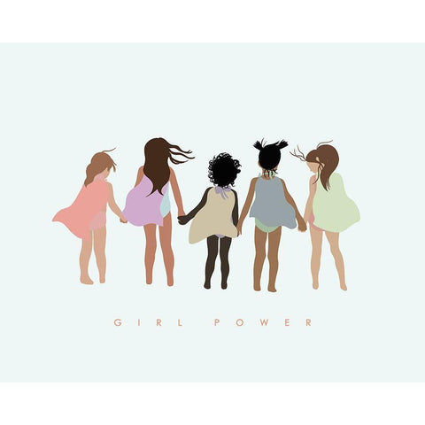 Girl Power with Capes Black Modern Wood Framed Art Print with Double Matting by Straatsma, Leah