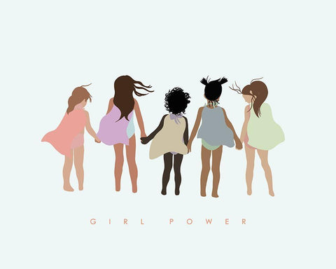 Girl Power with Capes White Modern Wood Framed Art Print with Double Matting by Straatsma, Leah