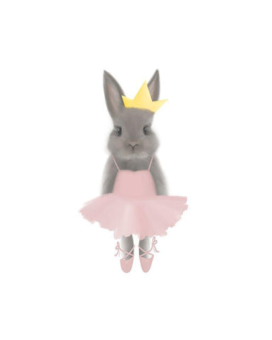 Full Body Ballet Bunny Black Ornate Wood Framed Art Print with Double Matting by Varacek, Pam