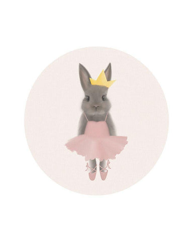 Full Body Ballet Bunny with circle White Modern Wood Framed Art Print with Double Matting by Straatsma, Leah