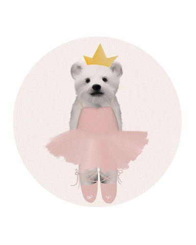 Full Ballet Baby Polar Bear with Circle White Modern Wood Framed Art Print with Double Matting by Straatsma, Leah