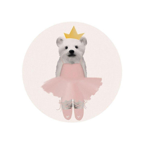 Full Ballet Baby Polar Bear with Circle Gold Ornate Wood Framed Art Print with Double Matting by Straatsma, Leah