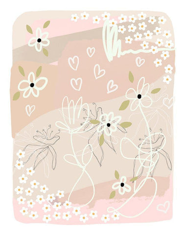 Abstract Floral Fun Soft White Modern Wood Framed Art Print with Double Matting by Straatsma, Leah