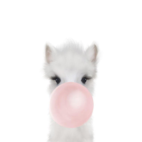 Alpaca Bubble Gum White Modern Wood Framed Art Print by Straatsma, Leah