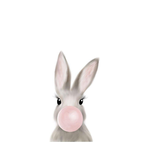 Bunny Bubble Gum White Modern Wood Framed Art Print by Straatsma, Leah