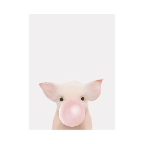 Piglet Bubble Gum Black Modern Wood Framed Art Print by Straatsma, Leah
