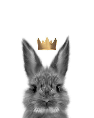 Crown Bunny White Modern Wood Framed Art Print with Double Matting by Straatsma, Leah