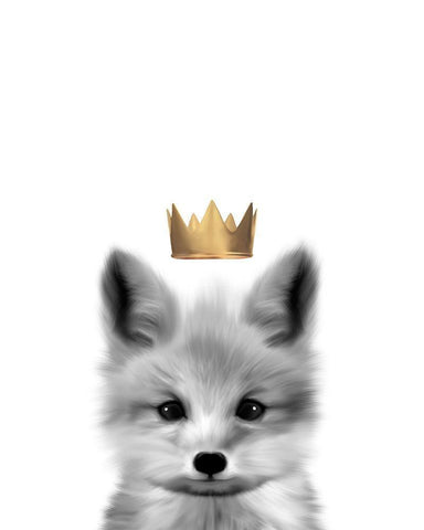 Crown Fox White Modern Wood Framed Art Print with Double Matting by Straatsma, Leah