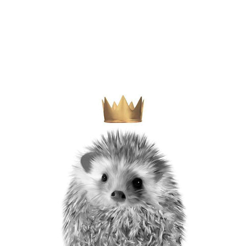 Crown Hedgehog White Modern Wood Framed Art Print by Straatsma, Leah