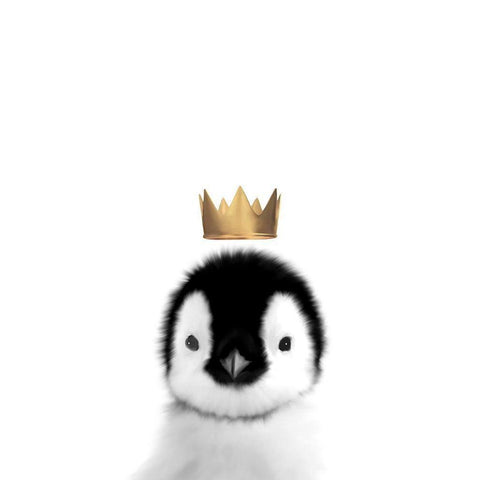 Crown Penguin White Modern Wood Framed Art Print by Straatsma, Leah