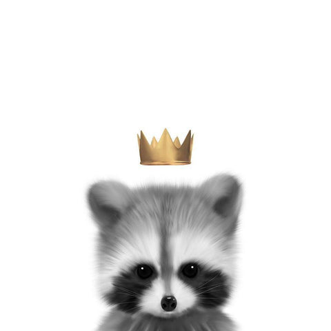 Crown Raccoon White Modern Wood Framed Art Print by Straatsma, Leah