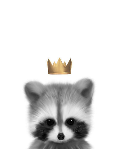 Crown Raccoon Black Ornate Wood Framed Art Print with Double Matting by Straatsma, Leah