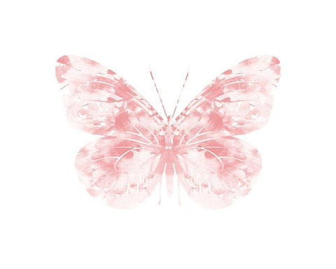 Blush Butterfly White Modern Wood Framed Art Print with Double Matting by Straatsma, Leah