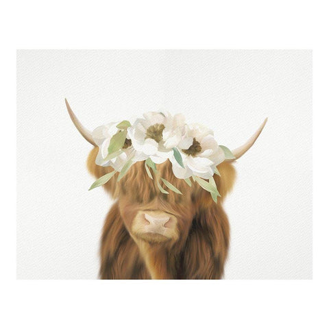 Highland Cow White Modern Wood Framed Art Print by Straatsma, Leah