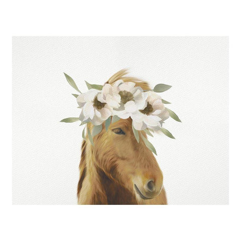 Floral Horse White Modern Wood Framed Art Print by Straatsma, Leah