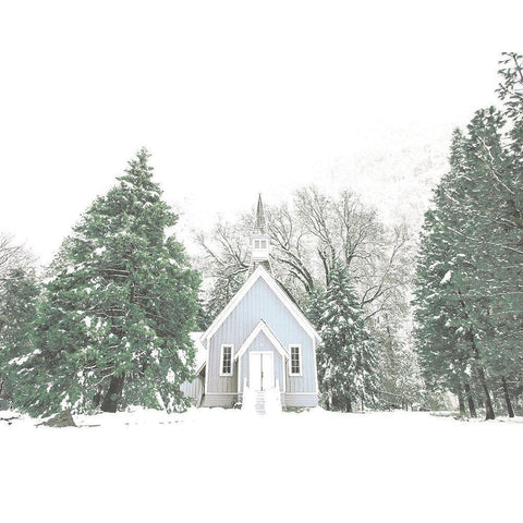 Little Blue Winter Church White Modern Wood Framed Art Print by Straatsma, Leah