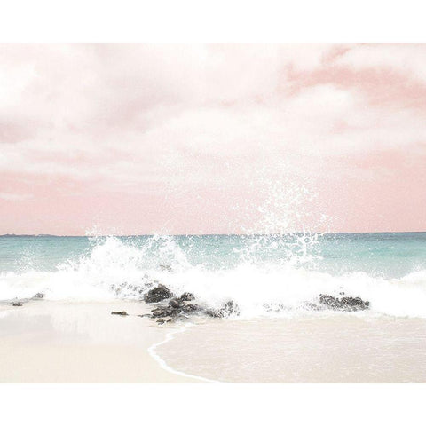 Pink Splashy Waves Gold Ornate Wood Framed Art Print with Double Matting by Straatsma, Leah